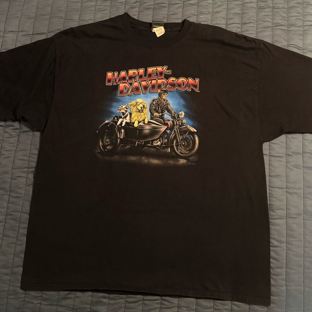 Harley-Davidson Black Tee with Motorcycle Graphic with Dogs Bootlegger Knoxville